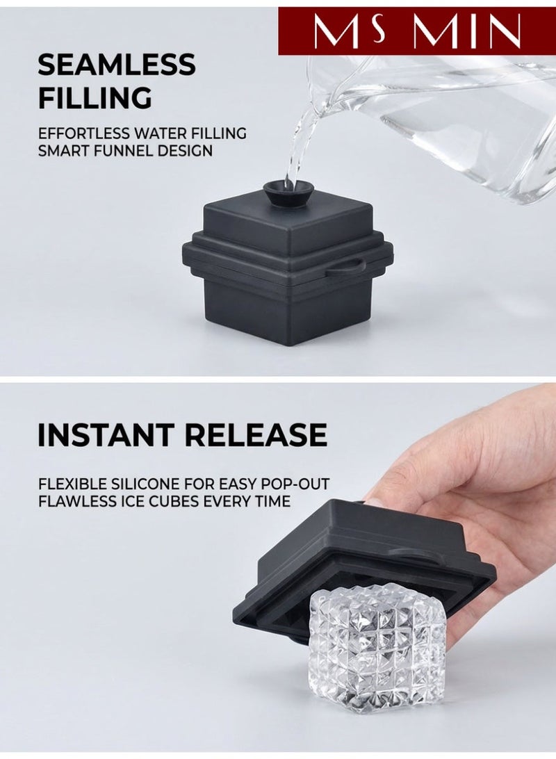 MS MIN Diamond Ice Cube Mold (Single Cavity), Geometric Cut Ice Tray, Food-Grade Silicone Ice Mold for Whiskey, Cocktails & Cold Drinks - Image 2